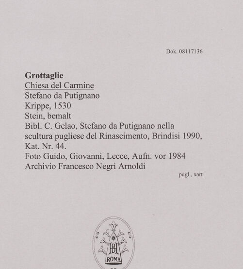 Rückseite von Guido, Giovanni, Lecce [https://www.deutsche-digitale-bibliothek.de/content/lizenzen/rv-ez/] Krippe - Gesamtansicht, bh606357_recto. Foto.