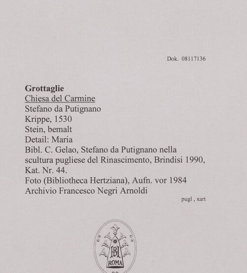 Rückseite von unbekannt [https://www.deutsche-digitale-bibliothek.de/content/lizenzen/rv-ez/] Krippe - Detail: Heilige Maria, bh606365_recto. Foto.