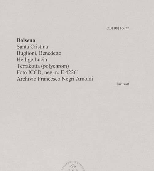 Rückseite von ICCD [https://www.deutsche-digitale-bibliothek.de/content/lizenzen/rv-ez/] Die heilige Lucia - , bh606419_recto. Foto.