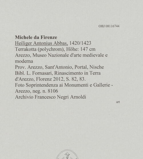 Rückseite von Soprintendenza ai Monumenti e Gallerie - Arezzo [https://www.deutsche-digitale-bibliothek.de/content/lizenzen/rv-ez/] Heiliger Antonius Abbas - , bh606458_recto. Foto.