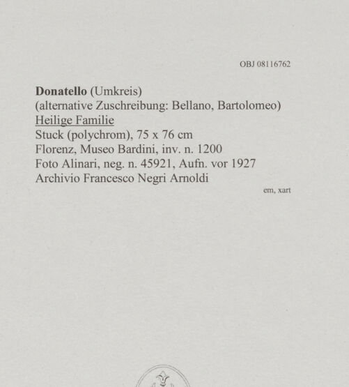 Rückseite von Alinari [https://www.deutsche-digitale-bibliothek.de/content/lizenzen/rv-ez/] Die heilige Familie - , bh606483_recto. Foto.