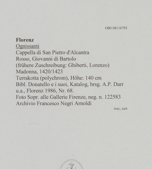 Rückseite von Soprintendenza alle Gallerie Firenze [https://www.deutsche-digitale-bibliothek.de/content/lizenzen/rv-ez/] Madonna - Gesamtansicht von links, bh606489_recto. Foto.