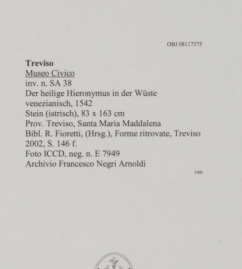 Rückseite von ICCD [https://www.deutsche-digitale-bibliothek.de/content/lizenzen/rv-ez/] Der Heilige Hieronymus in der Wüste - , bh606519_recto. Foto.