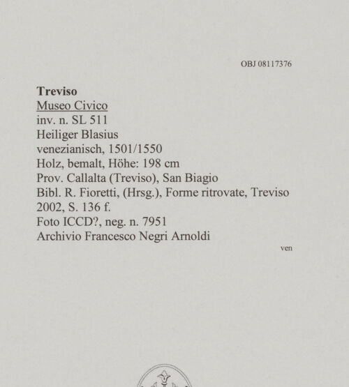 Rückseite von ICCD ? [https://www.deutsche-digitale-bibliothek.de/content/lizenzen/rv-ez/] Heiliger Blasius - , bh606520_recto. Foto.