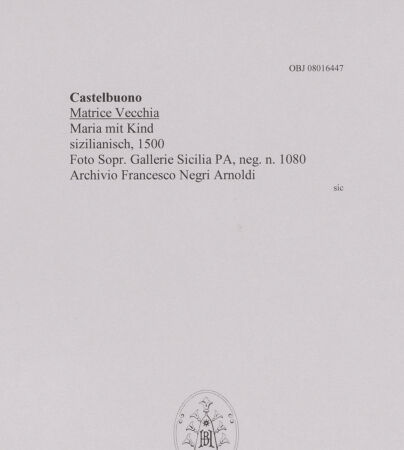 Rückseite von Sopr. Gallerie Sicilia PA [https://www.deutsche-digitale-bibliothek.de/content/lizenzen/rv-ez/] Maria mit Kind - Gesamtansicht, bh606670_recto. Foto.