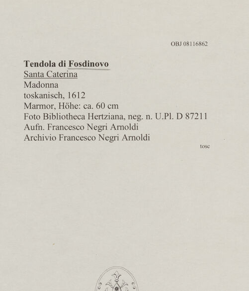 Rückseite von Bibliotheca Hertziana [https://www.deutsche-digitale-bibliothek.de/content/lizenzen/rv-fz/] Madonna - , bh606809_recto. Foto: Negri Arnoldi, Francesco.