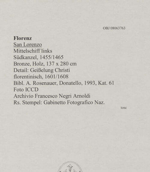 Rückseite von ICCD [https://www.deutsche-digitale-bibliothek.de/content/lizenzen/rv-ez/] SüdkanzelGeißelung Christi - , bh606810_recto. Foto.