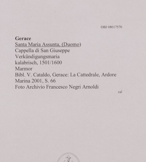 Rückseite von unbekannt [https://www.deutsche-digitale-bibliothek.de/content/lizenzen/rv-fz/] Verkündigungs-Maria - , bh606959_recto. Foto.