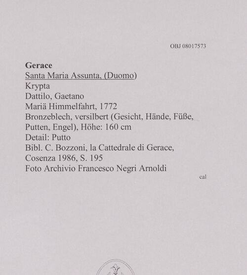 Rückseite von unbekannt [https://www.deutsche-digitale-bibliothek.de/content/lizenzen/rv-fz/] Mariä Himmelfahrt - Detail: Putto, bh606963_recto. Foto.