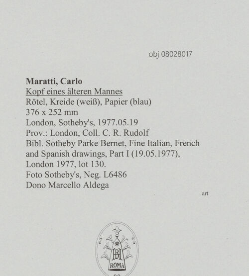 Rückseite von Sotheby's [https://www.deutsche-digitale-bibliothek.de/content/lizenzen/rv-ez/] Kopf eines älteren Mannes - , bh606982_recto. Foto.