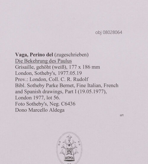 Rückseite von Sotheby's [https://www.deutsche-digitale-bibliothek.de/content/lizenzen/rv-ez/] Die Bekehrung des Paulus - , bh607029_recto. Foto.