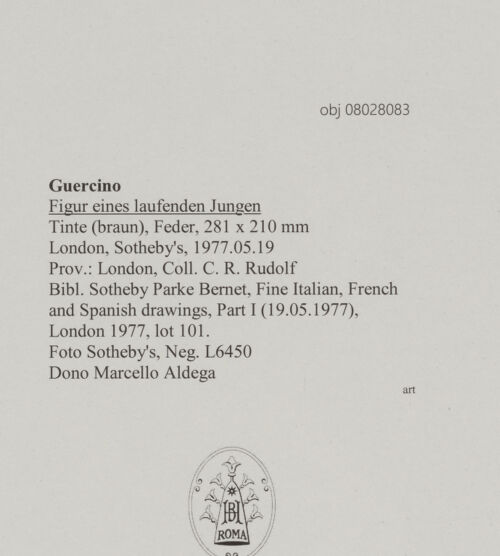 Rückseite von Sotheby's [https://www.deutsche-digitale-bibliothek.de/content/lizenzen/rv-ez/] Figur eines laufenden Jungen - , bh607048_recto. Foto.