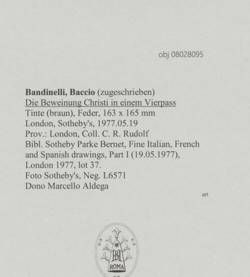 Rückseite von Sotheby's [https://www.deutsche-digitale-bibliothek.de/content/lizenzen/rv-ez/] Die Beweinung Christi - , bh607060_recto. Foto.