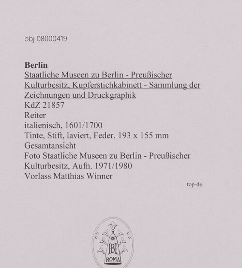 Rückseite von Staatliche Museen zu Berlin - Preußischer Kulturbesitz [https://www.deutsche-digitale-bibliothek.de/content/lizenzen/rv-ez/] Reiter - Gesamtansicht, bh607411_recto. Foto.