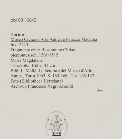 Rückseite von unbekannt [https://www.deutsche-digitale-bibliothek.de/content/lizenzen/rv-fz/] Fragmente einer Beweinung ChristiMaria Magdalena - , bh607450_recto. Foto.