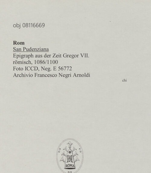 Rückseite von ICCD [https://www.deutsche-digitale-bibliothek.de/content/lizenzen/rv-ez/] Epigraph aus der Zeit Gregor VII. - , bh607463_recto. Foto.