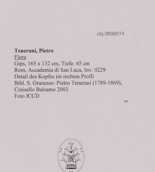 Rückseite von ICCD [https://www.deutsche-digitale-bibliothek.de/content/lizenzen/rv-ez/] Flora - Detail des Kopfes im rechten Profil, bh607499_recto. Foto.