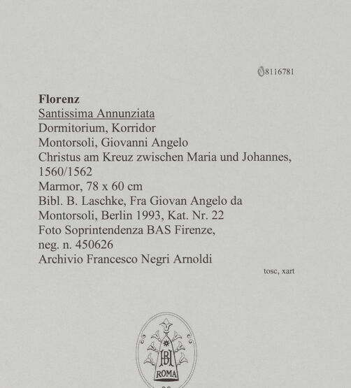 Rückseite von Soprintendenza BAS Firenze [https://www.deutsche-digitale-bibliothek.de/content/lizenzen/rv-ez/] Christus am Kreuz zwischen Maria und Johannes - , bh607657_recto. Foto.