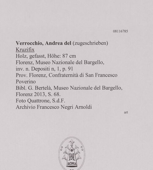 Rückseite von Quattrone, S.d.F. [https://www.deutsche-digitale-bibliothek.de/content/lizenzen/rv-ez/] Kruzifix - Gesamtansicht, bh607662_recto. Foto.