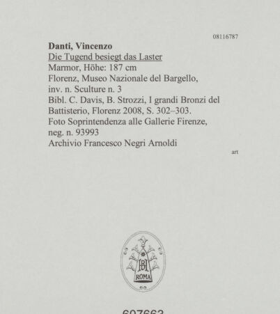 Rückseite von Soprintendenza alle Gallerie Firenze [https://www.deutsche-digitale-bibliothek.de/content/lizenzen/rv-ez/] Die Tugend besiegt das Laster - Ansicht von vorn, bh607663_recto. Foto.