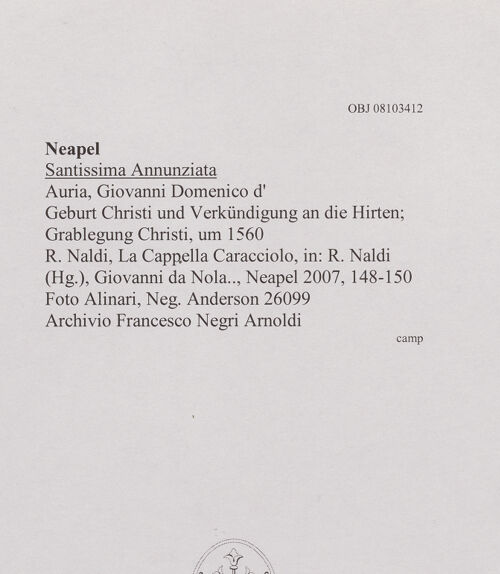 Rückseite von Alinari [https://www.deutsche-digitale-bibliothek.de/content/lizenzen/rv-ez/] Geburt Christi und Verkündigung an die Hirten - Grablegung Christi - Gesamtansicht, bh607908_recto. Foto.