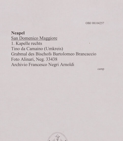 Rückseite von Alinari [https://www.deutsche-digitale-bibliothek.de/content/lizenzen/rv-ez/] Grabmal des Bischofs Bartolomeo Brancaccio - Gesamtansicht, bh607925_recto. Foto.