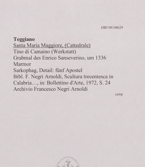 Rückseite von unbekannt [https://www.deutsche-digitale-bibliothek.de/content/lizenzen/rv-ez/] Grabmal des Enrico Sanseverino - Sarkophag, Detail: fünf Apostel, bh607936_recto. Foto.