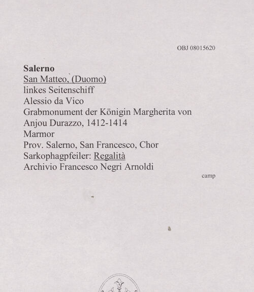 Rückseite von unbekannt [https://www.deutsche-digitale-bibliothek.de/content/lizenzen/rv-ez/] Grabmonument der Königin Margherita von Anjou DurazzoSarkophagpfeiler mit vier weiblichen Personifikationen: Prudenza, Regalità, Fede, Fortezza und Regalità - Regalità, bh607941_recto. Foto.