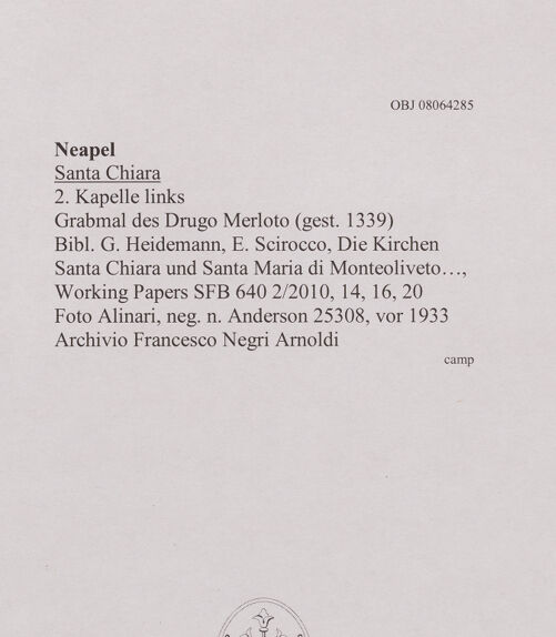 Rückseite von Alinari [https://www.deutsche-digitale-bibliothek.de/content/lizenzen/rv-ez/] Grabmal des Drugo Merloto (gest. 1339) - Gesamtansicht, bh607946_recto. Foto.