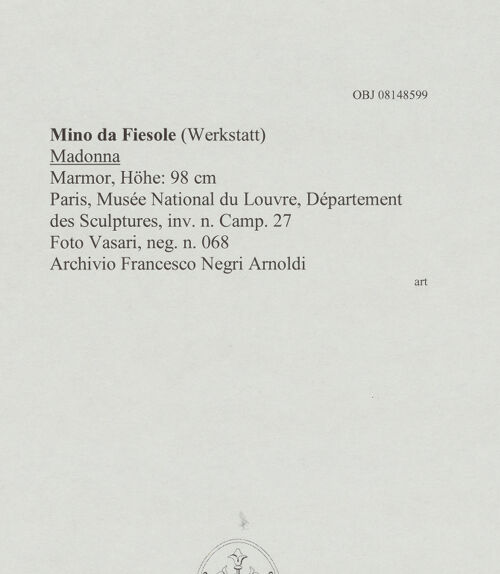 Rückseite von Vasari [https://www.deutsche-digitale-bibliothek.de/content/lizenzen/rv-ez/] Madonna - , bh607962_recto. Foto.