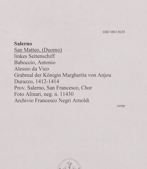 Rückseite von Alinari [https://www.deutsche-digitale-bibliothek.de/content/lizenzen/rv-ez/] Grabmonument der Königin Margherita von Anjou Durazzo - Seitenansicht von rechts, bh607984_recto. Foto.