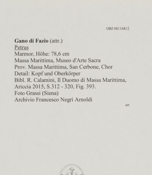 Rückseite von Grassi [https://www.deutsche-digitale-bibliothek.de/content/lizenzen/rv-ez/] Petrus - Detail: Kopf und Oberkörper, bh608016_recto. Foto.