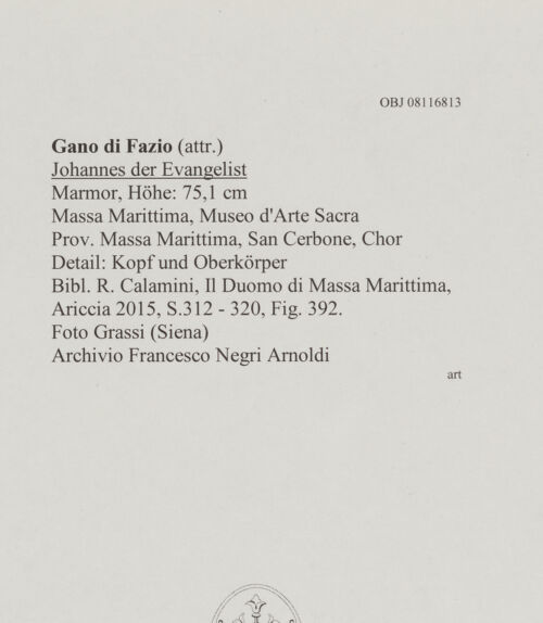 Rückseite von Grassi [https://www.deutsche-digitale-bibliothek.de/content/lizenzen/rv-ez/] Johannes der Evangelist - Detail: Kopf und Oberkörper, bh608018_recto. Foto.