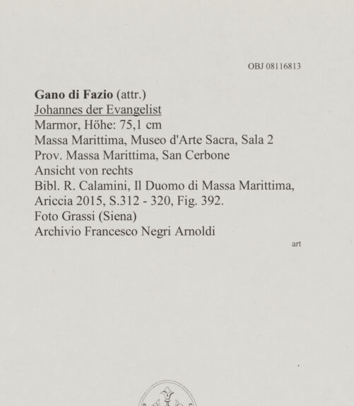 Rückseite von Grassi [https://www.deutsche-digitale-bibliothek.de/content/lizenzen/rv-ez/] Johannes der Evangelist - Gesamtansicht von rechts, bh608019_recto. Foto.