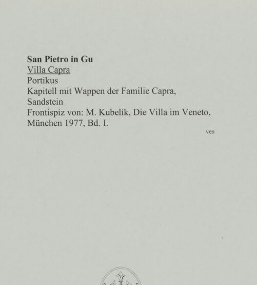 Rückseite von unbekannt [https://www.deutsche-digitale-bibliothek.de/content/lizenzen/rv-ez/] Kapitell mit Wappen der Familie Capra - , bh608068_recto. Foto.