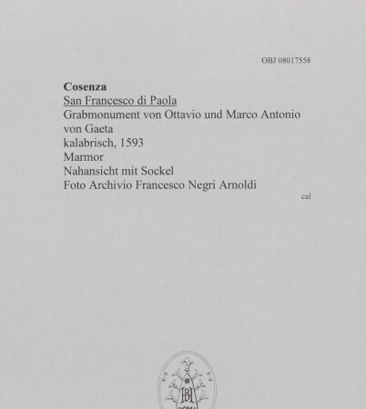 Rückseite von unbekannt [https://www.deutsche-digitale-bibliothek.de/content/lizenzen/rv-fz/] Grabmonument von Ottavio und Marco Antonio von Gaeta - Nahansicht, bh608070_recto. Foto.