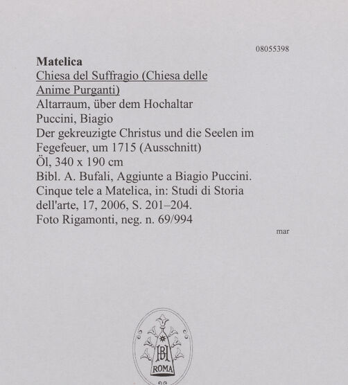 Rückseite von Rigamonti [https://www.deutsche-digitale-bibliothek.de/content/lizenzen/rv-fz/] Der gekreuzigte Christus und die Seelen im Fegefeuer - Ausschnitt: Christus, bh608090_recto. Foto.