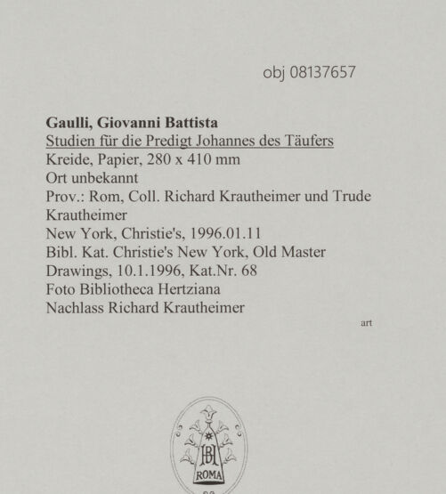 Rückseite von Bibliotheca Hertziana [https://www.deutsche-digitale-bibliothek.de/content/lizenzen/rv-fz/] Studien für die Predigt Johannes des Täufers - , bh608181_recto. Foto.