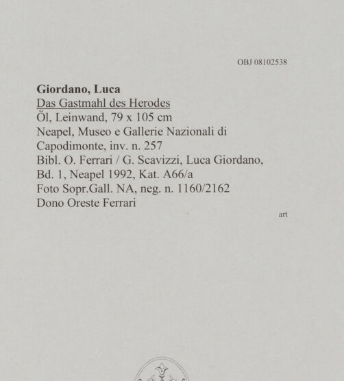 Rückseite von Soprintendenza Gallerie - Napoli [https://www.deutsche-digitale-bibliothek.de/content/lizenzen/rv-ez/] Das Gastmahl des Herodes - , bh608298_recto. Foto.