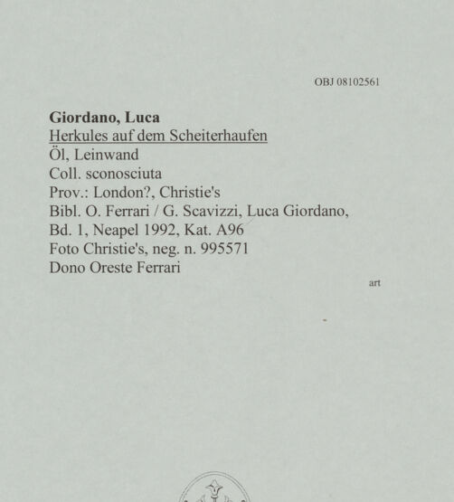 Rückseite von Christie's [https://www.deutsche-digitale-bibliothek.de/content/lizenzen/rv-ez/] Herkules auf dem Scheiterhaufen - , bh608322_recto. Foto.