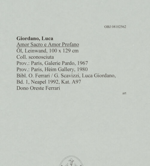 Rückseite von unbekannt [https://www.deutsche-digitale-bibliothek.de/content/lizenzen/rv-fz/] Amor sacro e Amor profano - , bh608323_recto. Foto.