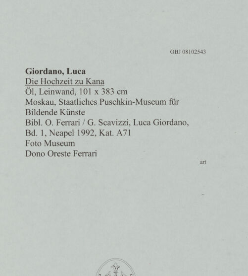 Rückseite von Puschkin Museum, Moskau [https://www.deutsche-digitale-bibliothek.de/content/lizenzen/rv-ez/] Die Hochzeit zu Kana - , bh608329_recto. Foto.