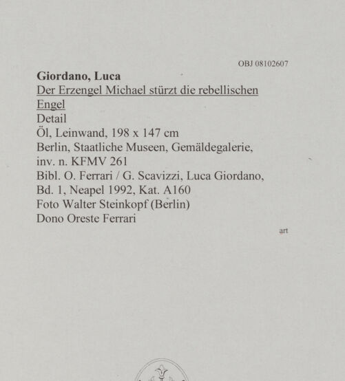 Rückseite von Steinkopf, Walter (Berlin) [https://www.deutsche-digitale-bibliothek.de/content/lizenzen/rv-ez/] Der Erzengel Michael stürzt die rebellischen Engel - Detail, bh608367_recto. Foto.