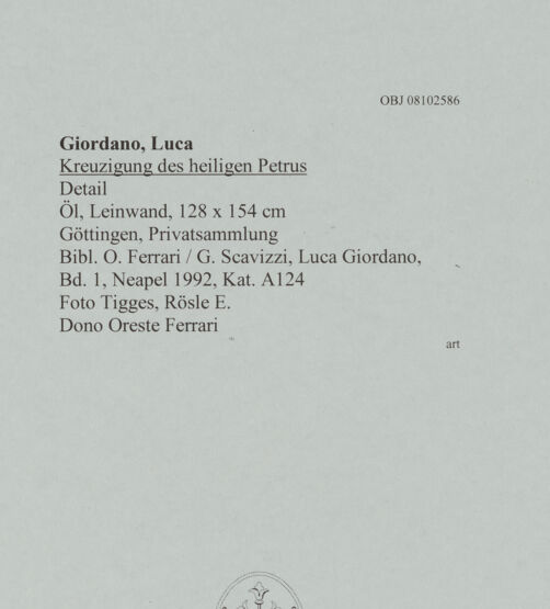 Rückseite von Tigges, Rösle E. [https://www.deutsche-digitale-bibliothek.de/content/lizenzen/rv-ez/] Kreuzigung des heiligen Petrus - Detail, bh608397_recto. Foto.