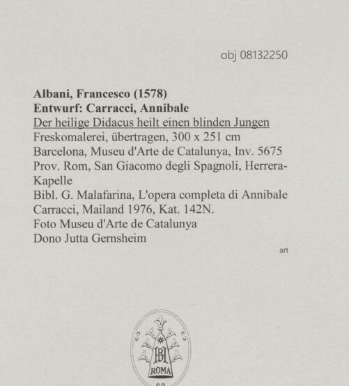 Rückseite von Museu d'Arte de Catalunya [https://www.deutsche-digitale-bibliothek.de/content/lizenzen/rv-ez/] Der heilige Didacus heilt einen blinden Jungen - , bh608417_recto. Foto.