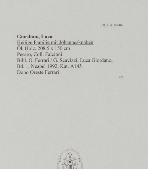 Rückseite von unbekannt [https://www.deutsche-digitale-bibliothek.de/content/lizenzen/rv-ez/] Heilige Familie mit Johannesknaben - , bh608449_recto. Foto.