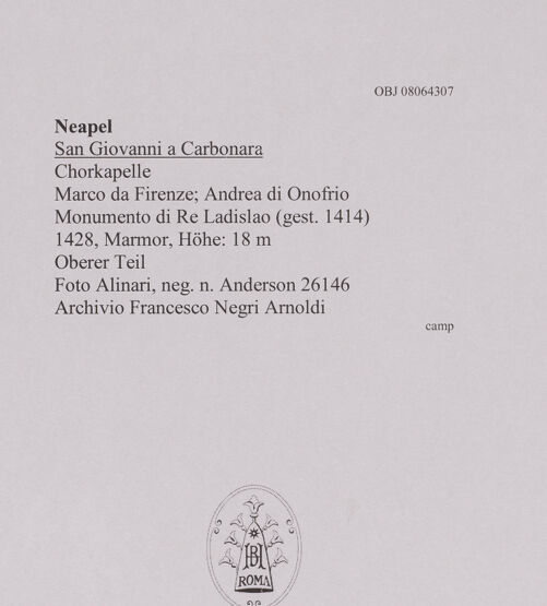 Rückseite von Alinari [https://www.deutsche-digitale-bibliothek.de/content/lizenzen/rv-ez/] Grabmal des Königs Ladislaus (gest. 1414) - , bh608511_recto. Foto.