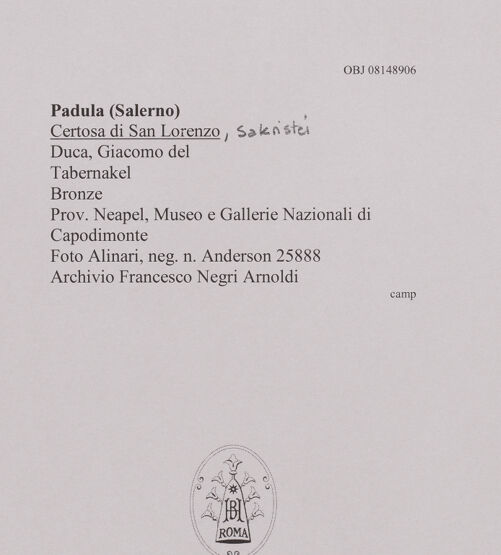 Rückseite von Alinari [https://www.deutsche-digitale-bibliothek.de/content/lizenzen/rv-ez/] Tabernakel - Gesamtansicht (mit der Auferstehung Christi und dem Abendmahl), bh608524_recto. Foto.