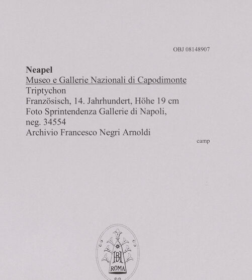 Rückseite von Soprintendenza Gallerie - Napoli [https://www.deutsche-digitale-bibliothek.de/content/lizenzen/rv-ez/] Triptychon - Gesamtansicht, bh608529_recto. Foto.