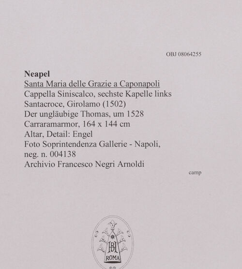 Rückseite von Soprintendenza Gallerie - Napoli [https://www.deutsche-digitale-bibliothek.de/content/lizenzen/rv-ez/] Der ungläubige Thomas - Detail: Engel (Detail des Altars), bh608535_recto. Foto.